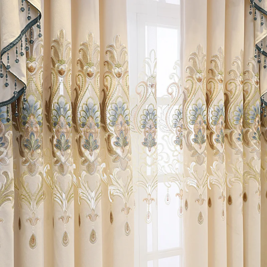 Luxury European Embroidered Curtains Set