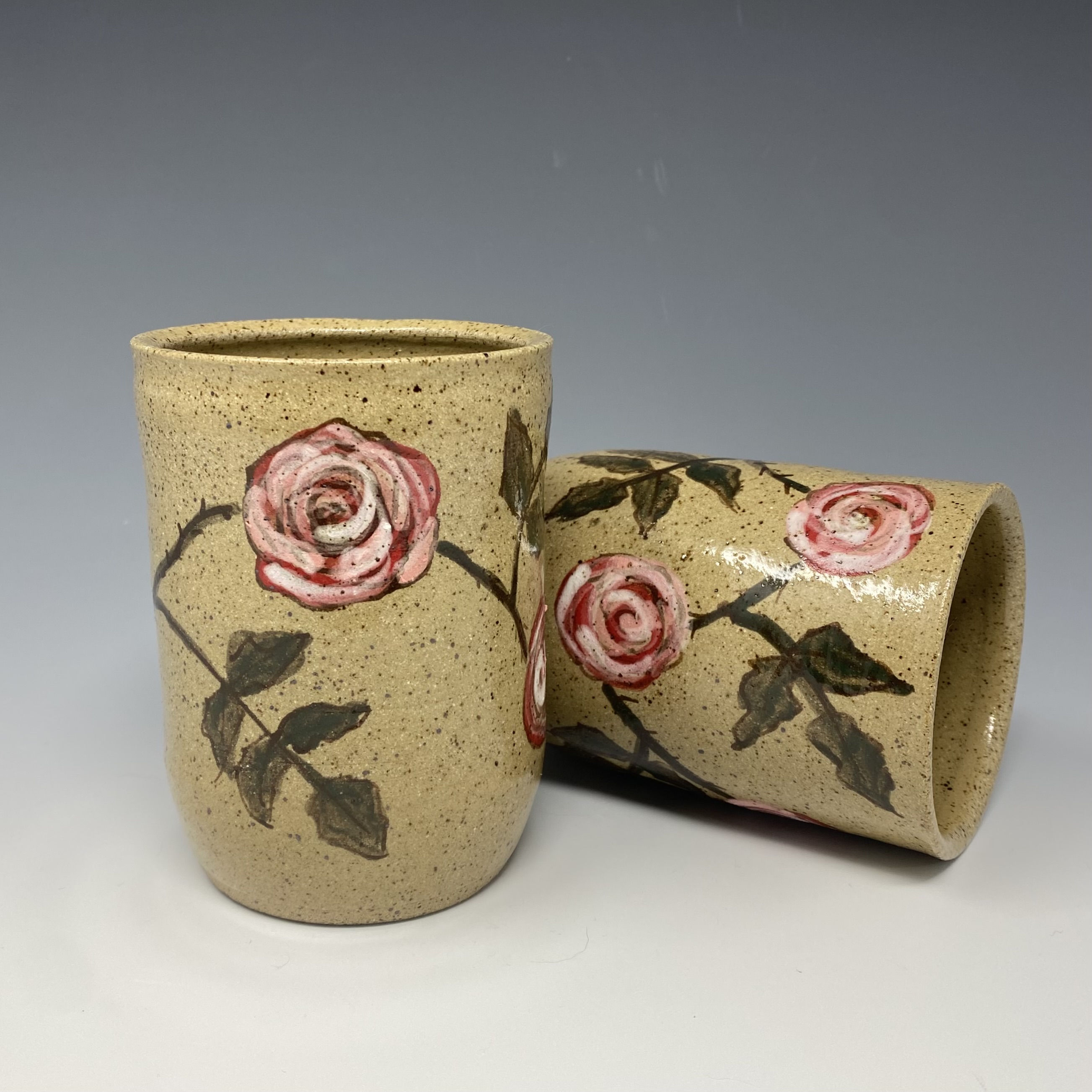 Hand Painted Rose Yunomi Cup
