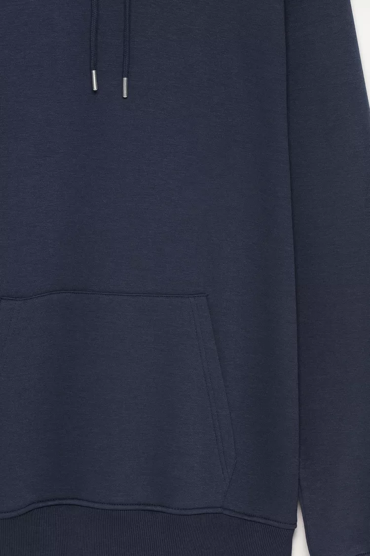 Sudadera básica con capucha azul marino