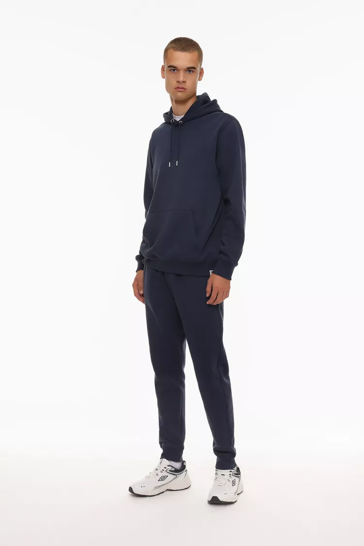 Sudadera básica con capucha azul marino