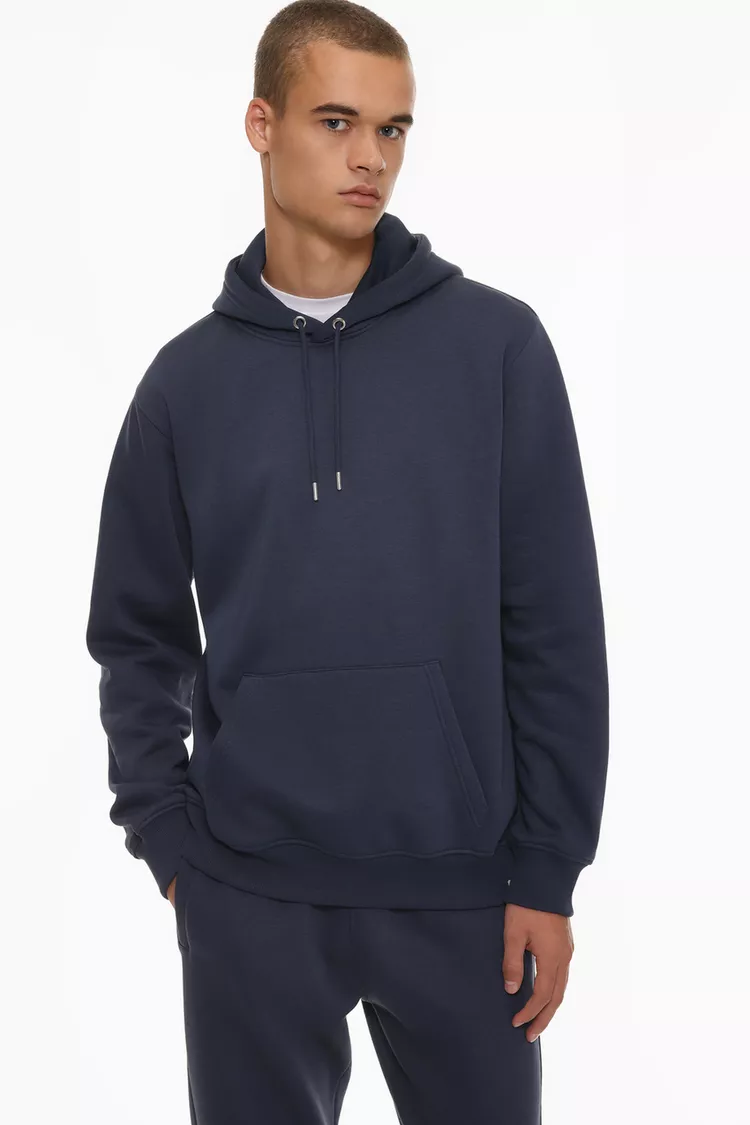 Sudadera básica con capucha azul marino