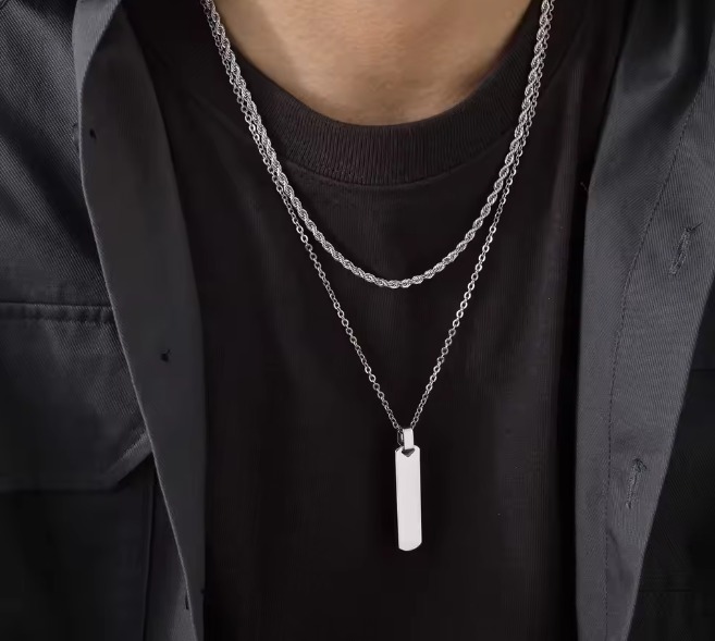 Collar doble de cadena de acero inoxidable