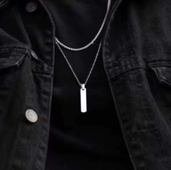 Collar doble de cadena de acero inoxidable
