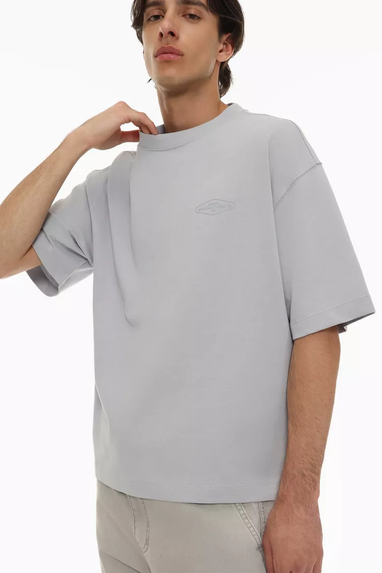 Camiseta estampado engomado gris claro