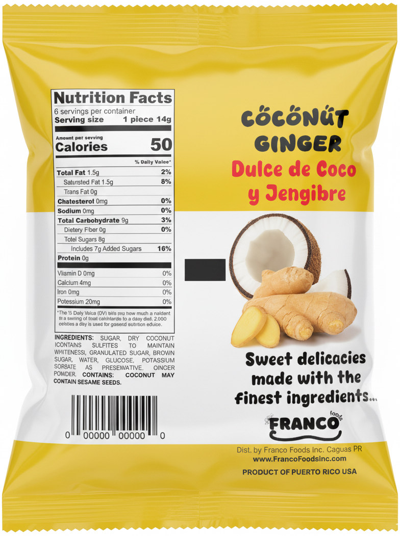 Coconut Ginger Sweet Bites - Dulce de Coco Jengibre