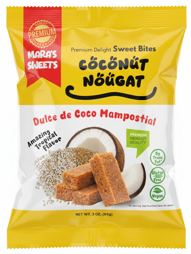 Coconut Nougat Sweet Bites - Dulce de Coco Mampostial