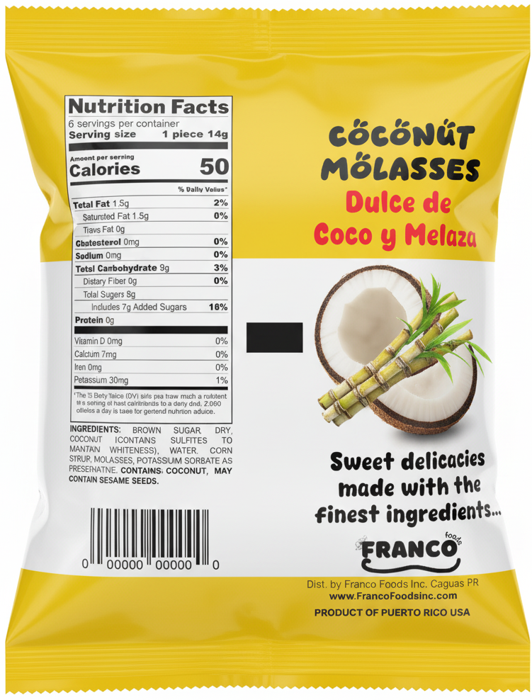 Coconut Molasses Sweet Bites - Dulce de Coco Melaza