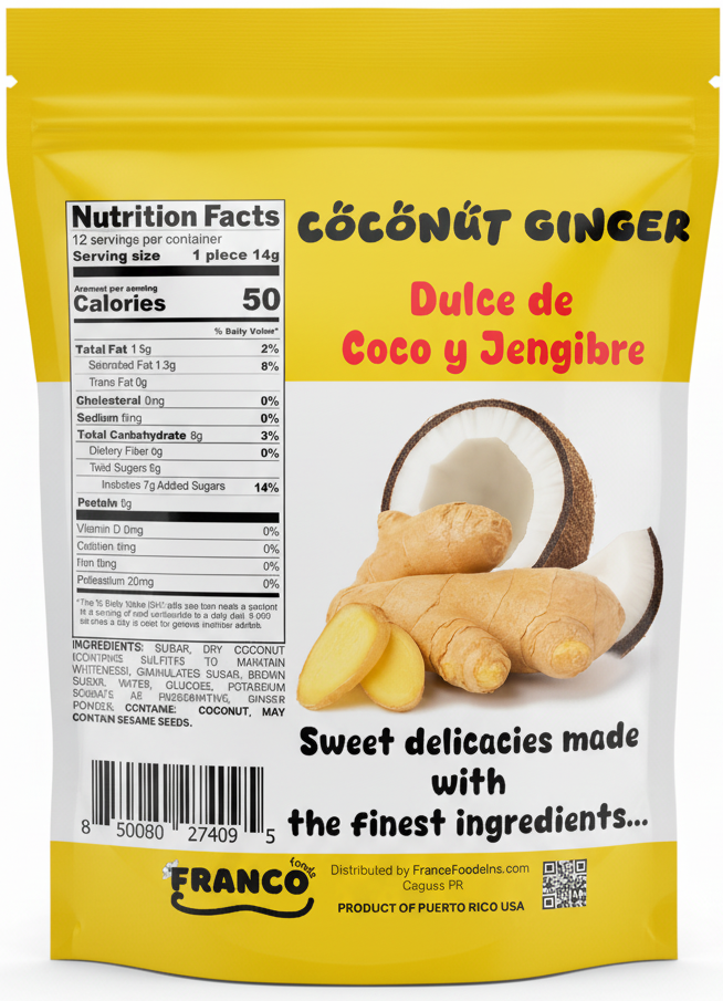 Coconut Ginger Sweet Bites - Dulce de Coco Jengibre