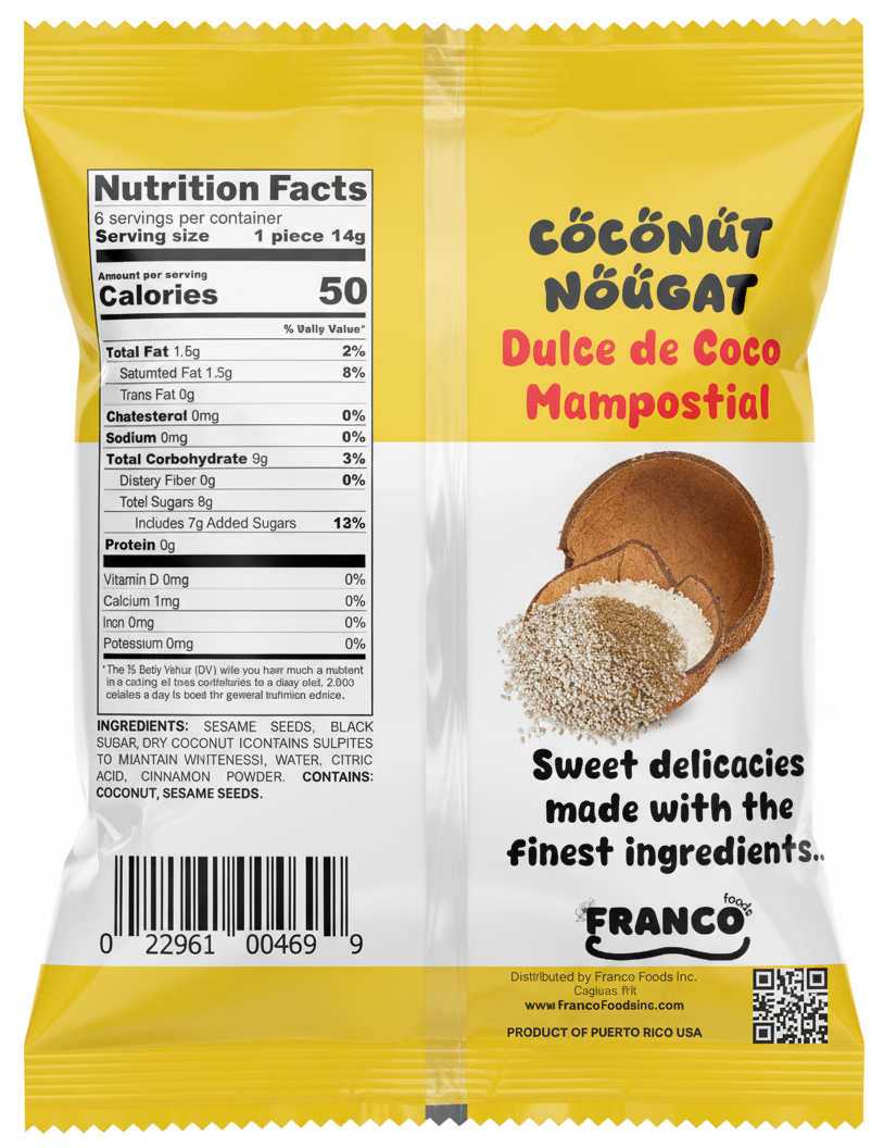 Coconut Nougat Sweet Bites - Dulce de Coco Mampostial