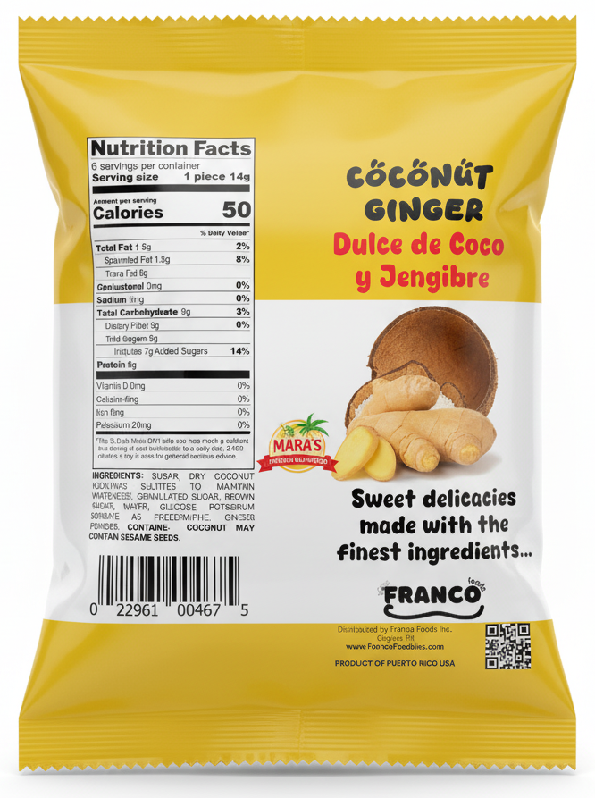 Coconut Ginger Sweet Bites - Dulce de Coco Jengibre
