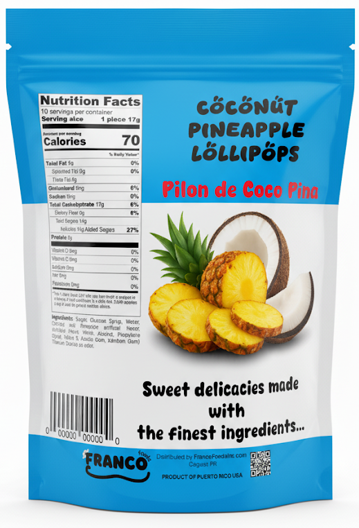 Coco Pineapple Lollipops - Pilónes de Coco Piña