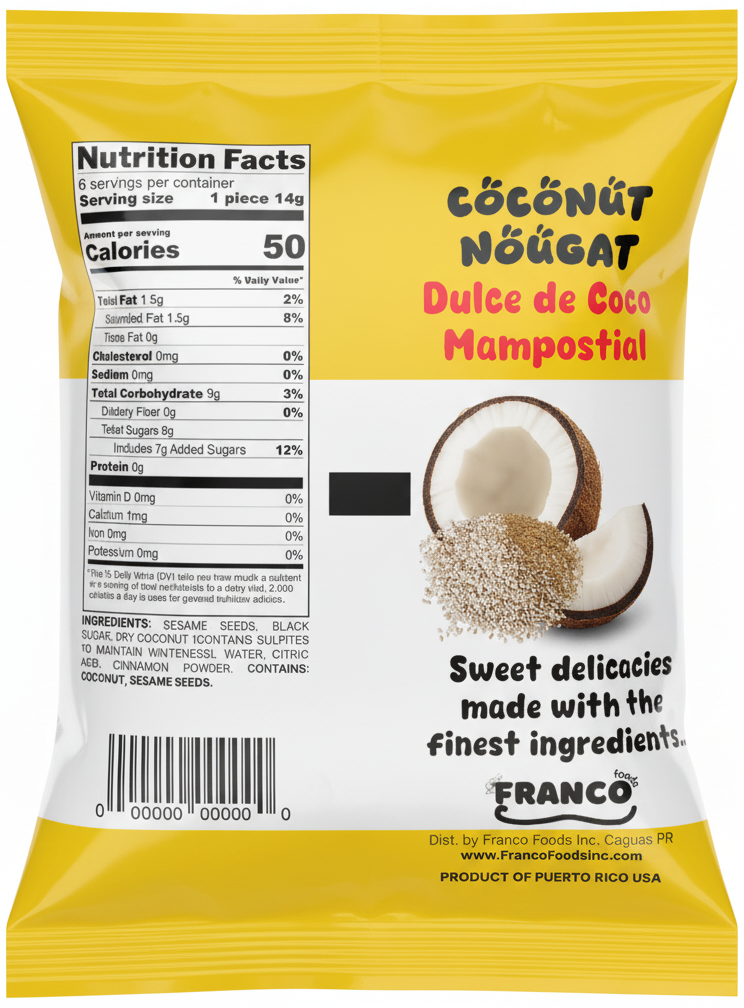 Coconut Nougat Sweet Bites - Dulce de Coco Mampostial