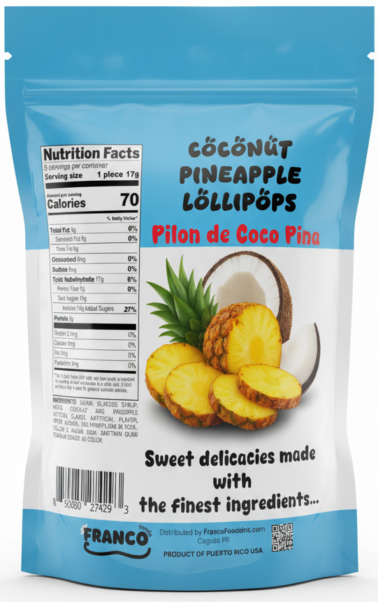 Coco Pineapple Lollipops - Pilónes de Coco Piña