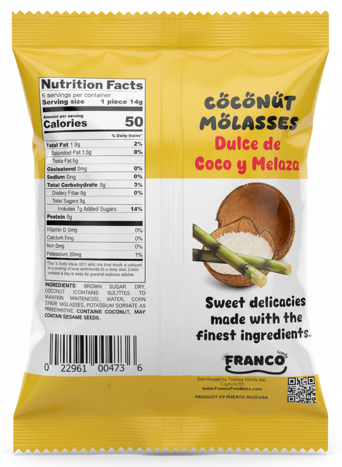 Coconut Molasses Sweet Bites - Dulce de Coco Melaza