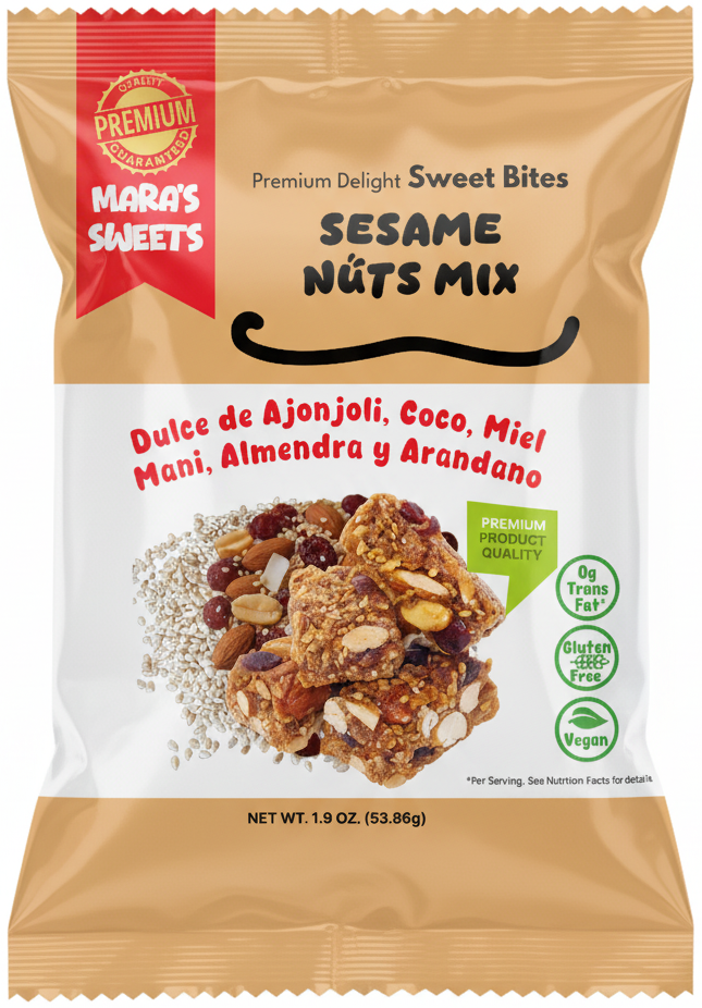 Sesame Nuts Berries Mix Sweet Bites - Dulce de Ajonjolí Nueces y Moras
