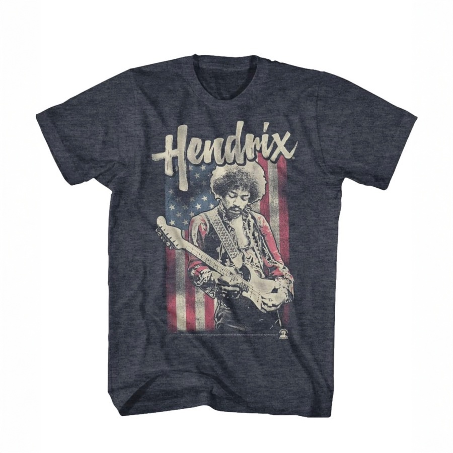 Jimi Hendrix 1960's Psychedelic Musical Icon USA Flag Distressed T-Shirt Tee