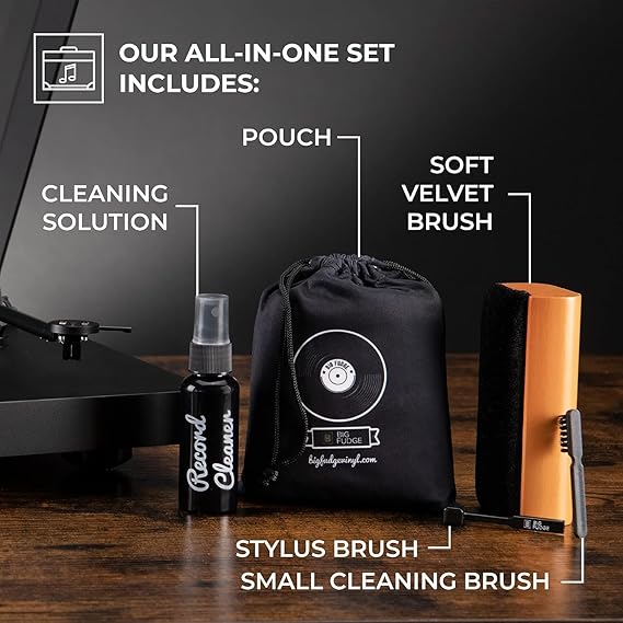 Big Fudge Vinyl Record Cleaning Kit - 4-in-1 Record Cleaner Solution 