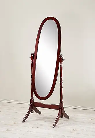 Roundhill Furniture Traditional Queen Anna Style Wood Floor Cheval Mirror, 