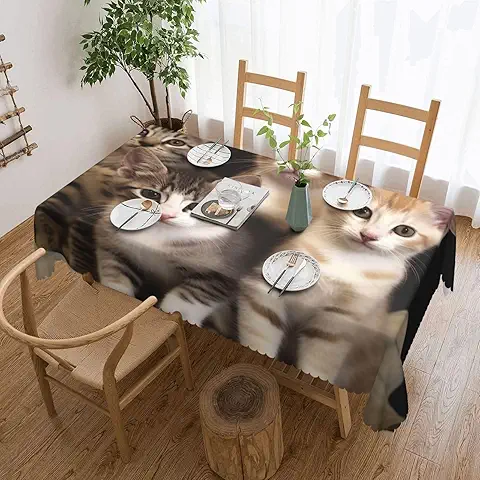 Kittens Family Cats Tablecloth 54 x 72 Inch Stain and Wrinkl