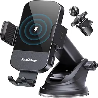 CHGeek Wireless Car Charger, 15W Fast Charging Auto Clamping Car Charger Phone Mount Phone Holder fit for iPhone 16 15 14 13 12 Pro Max 