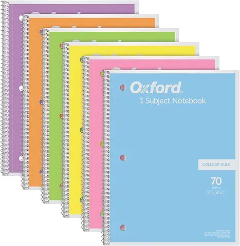 Oxford Spiral Notebook, 1 Subject, College Ruled Paper, 8 x 10-1/2 Inch, 