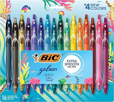 BIC Gelocity Quick Dry Ocean Themed Gel Pens, Medium Point (0.7mm),
