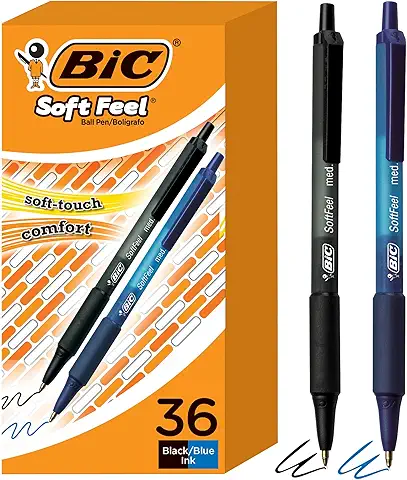 BIC Soft Feel Assorted Colors Retractable Ballpoint Pens, Medium Point (1.0mm), 36-Count Pack, 