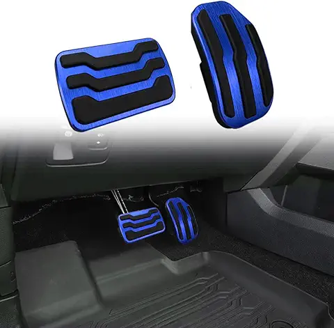 BOYOUS 2pcs No Drill Aluminum Pedal Covers Anti-Slip Brake and Gas Accelerator Pedal Pads for Ford F-150