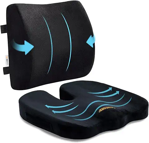 SAIREIDER Seat Cushion and Lumbar Support Pillow for Office Chair, 
