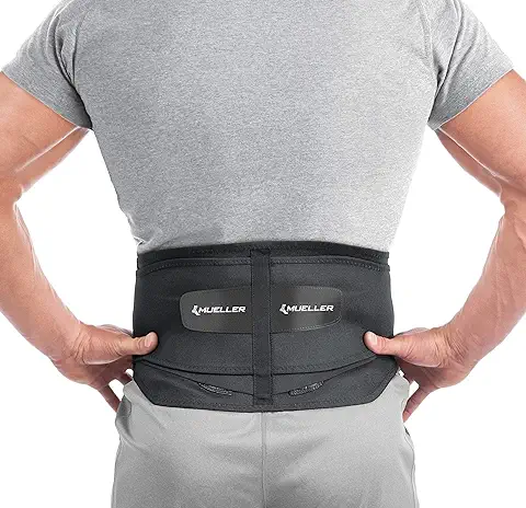 MUELLER Sports Medicine Adjustable Lumbar Back Brace with Removable Pad, Back Pain Relief Support for Men