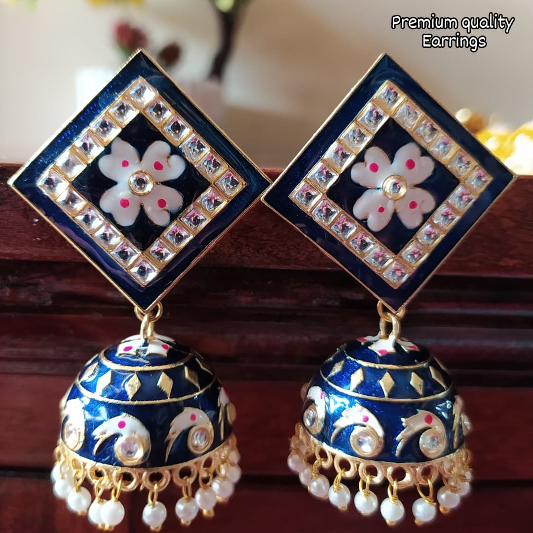 Blue Blaze Jhumki Earrings