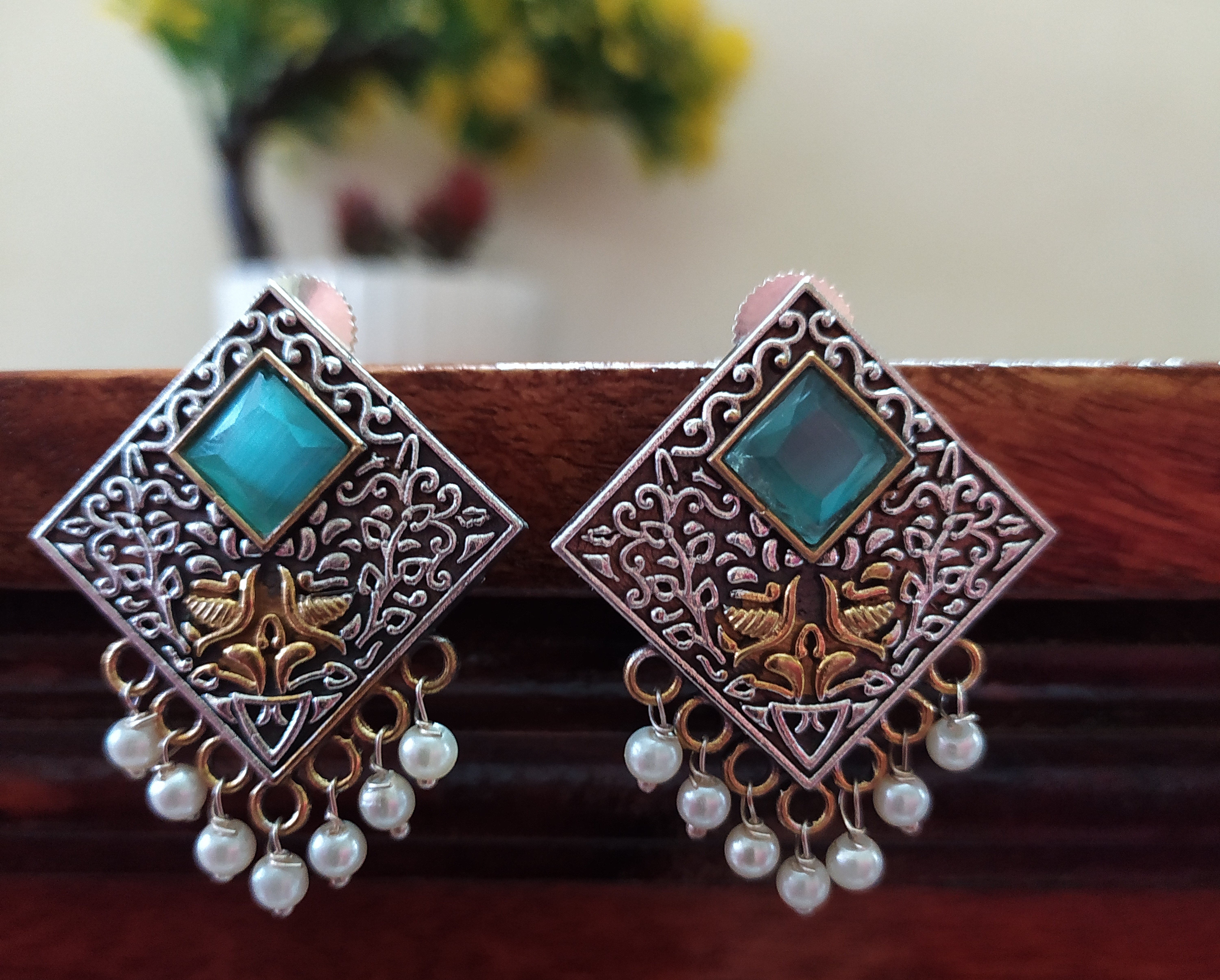 Elegant Brass-Coated Earrings