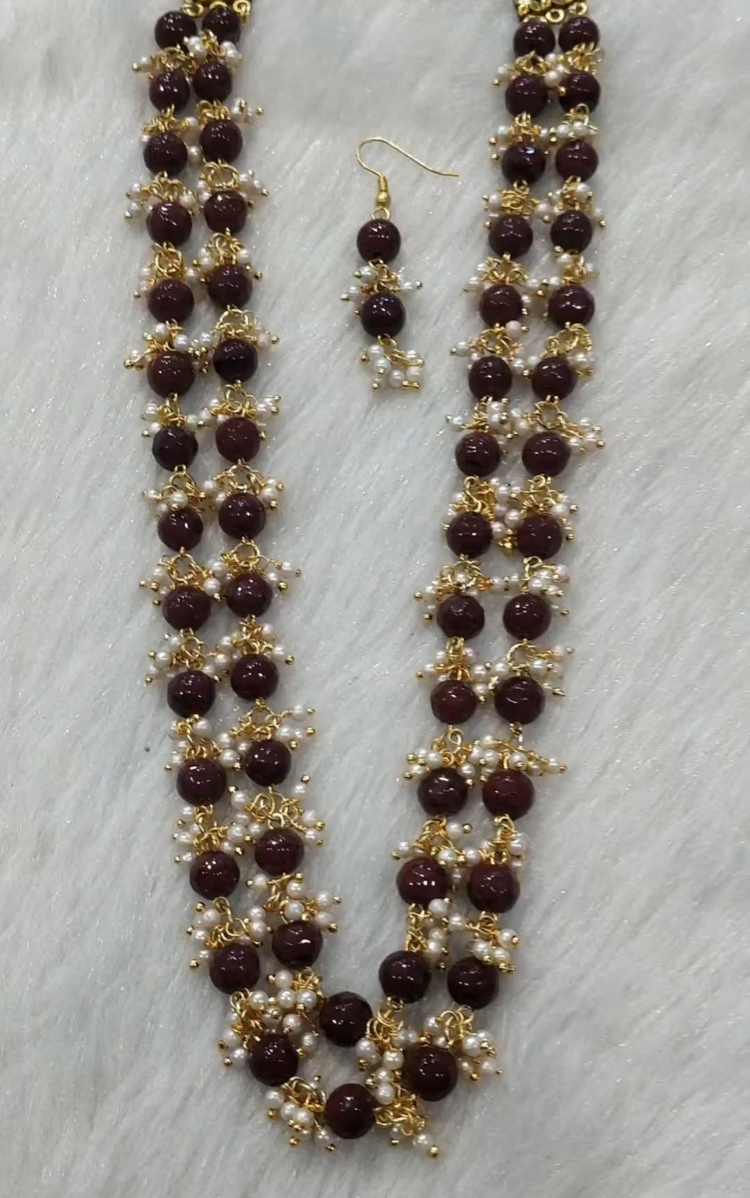 Premium Quality Maroon Beaded Necklace