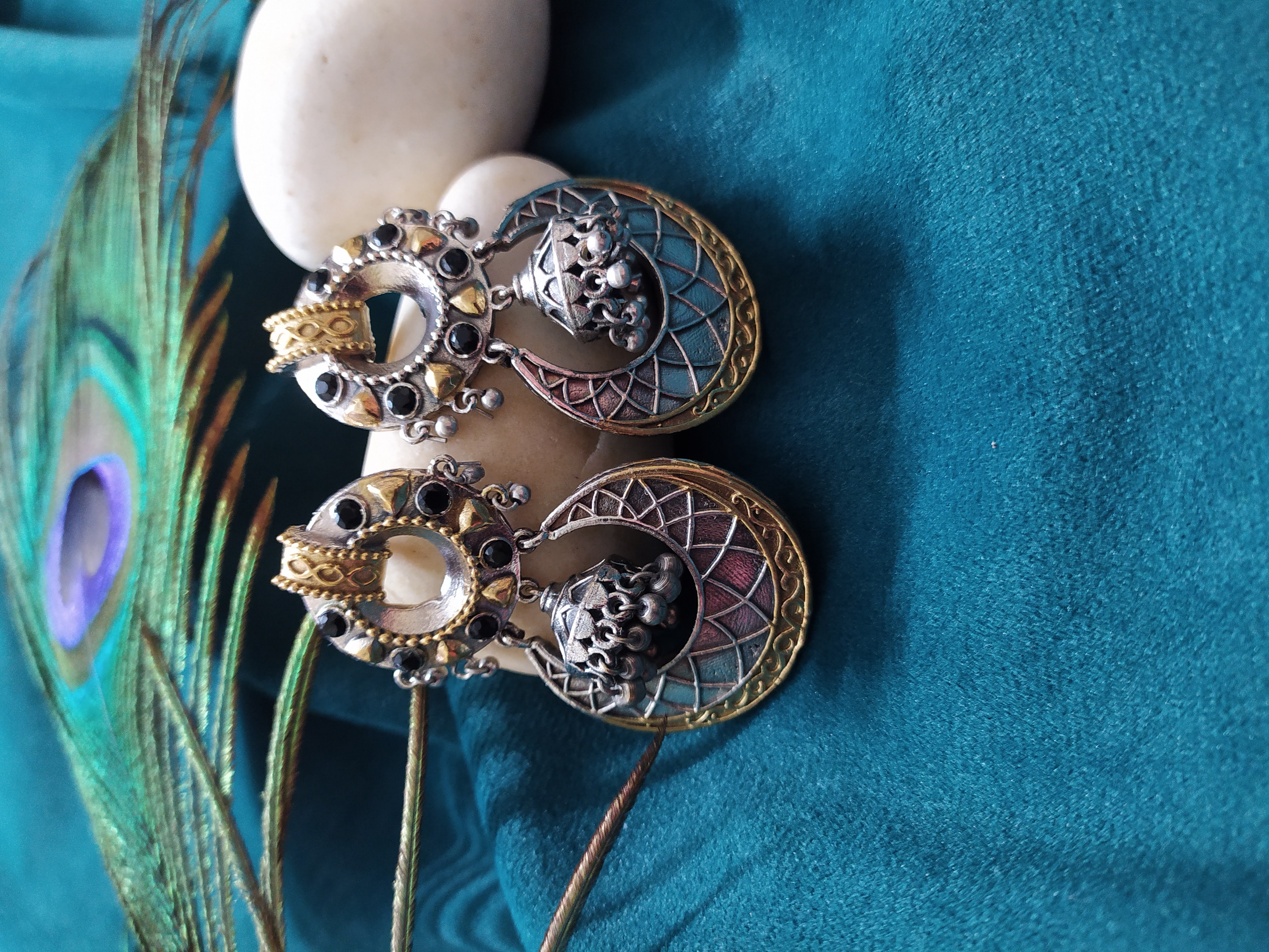 Brass Coated Dangle Earrings