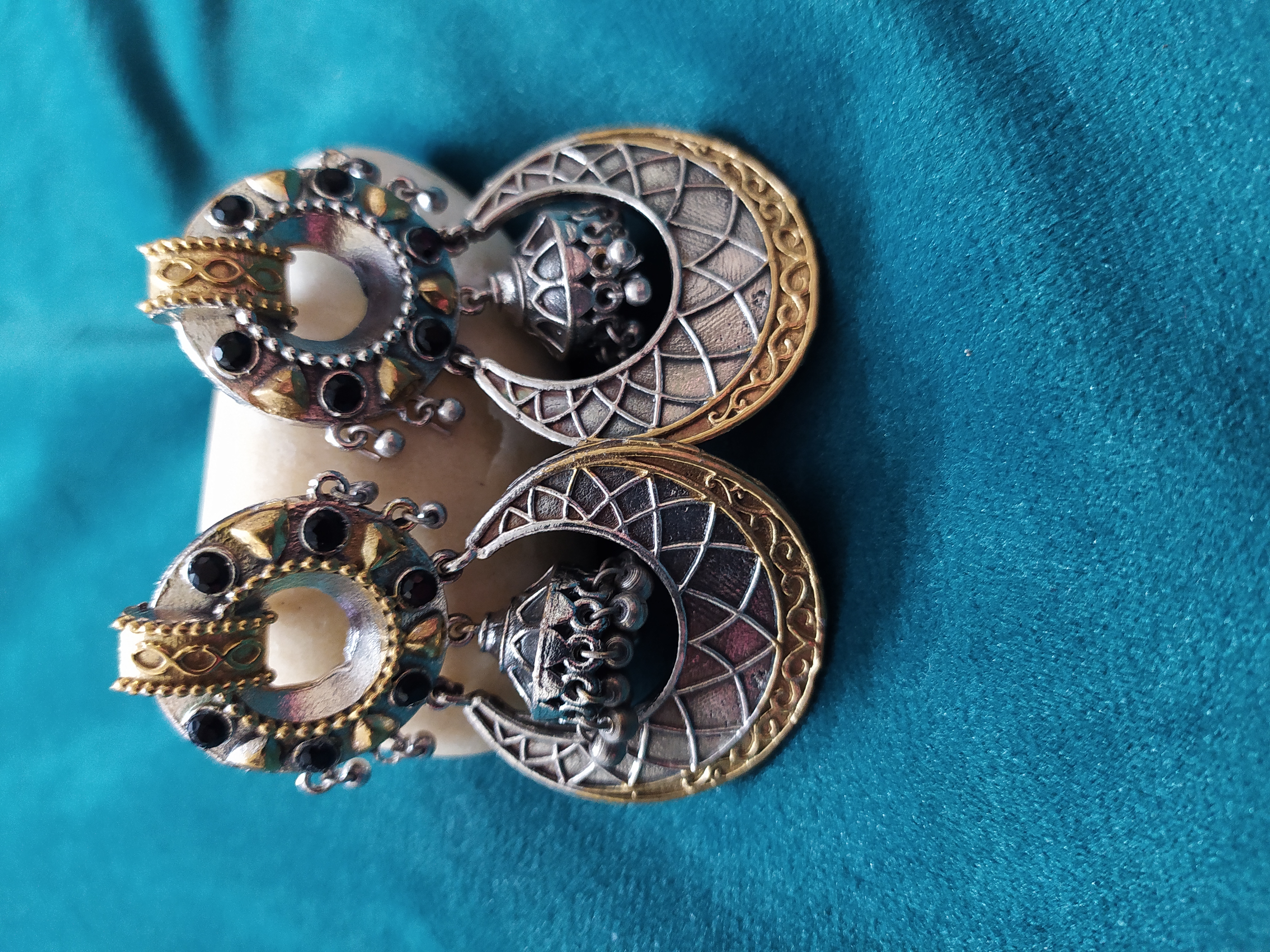 Brass Coated Dangle Earrings