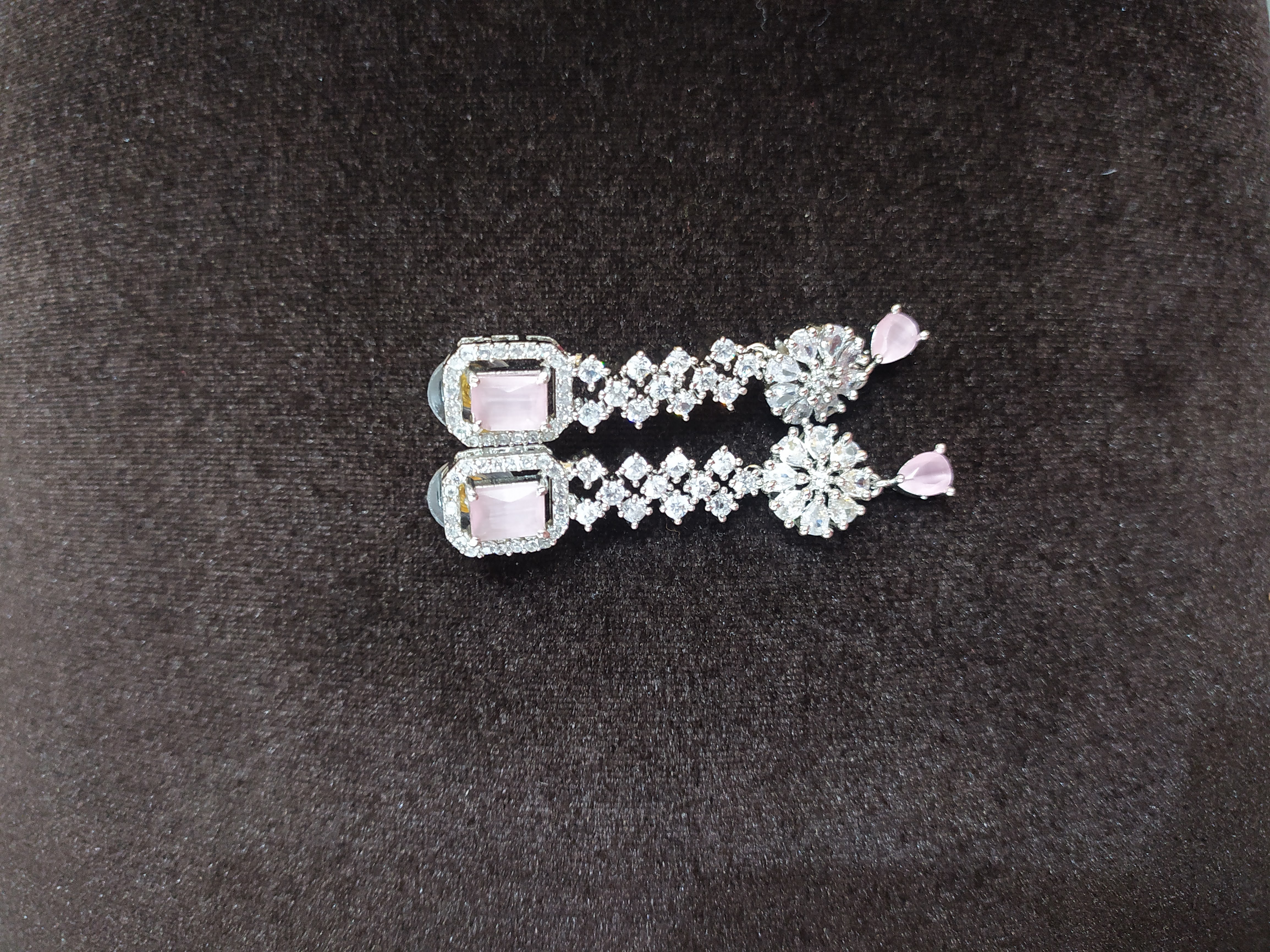 Elegant Pink Colour American Daimond Earrings