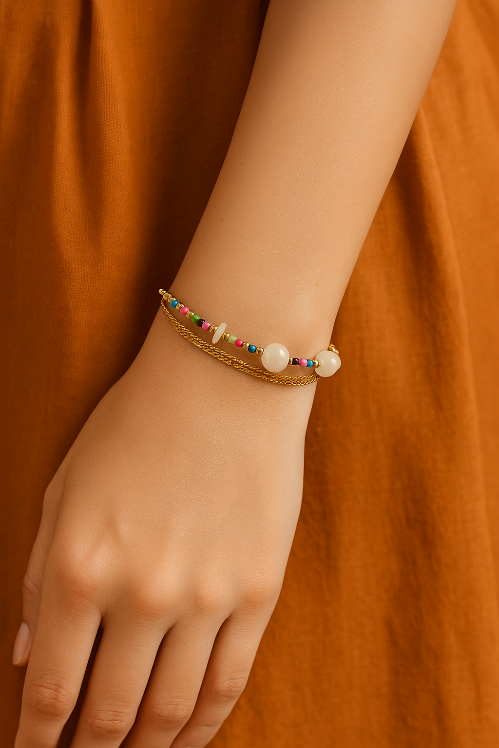 SHINEVEDA Elegant Stone and Bead Bracelet