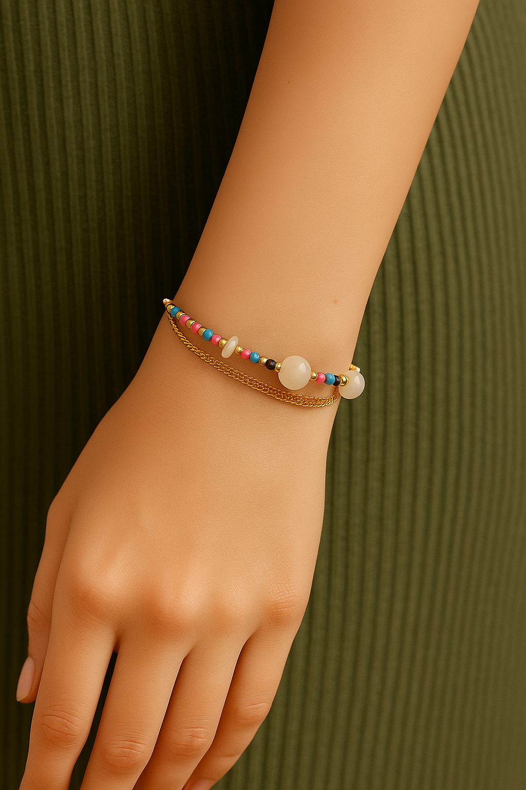 SHINEVEDA Elegant Stone and Bead Bracelet