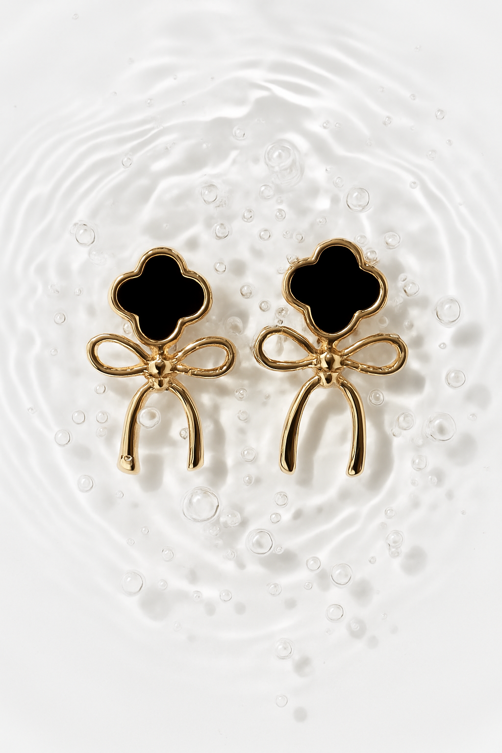 Elegant Black Clover Earrings