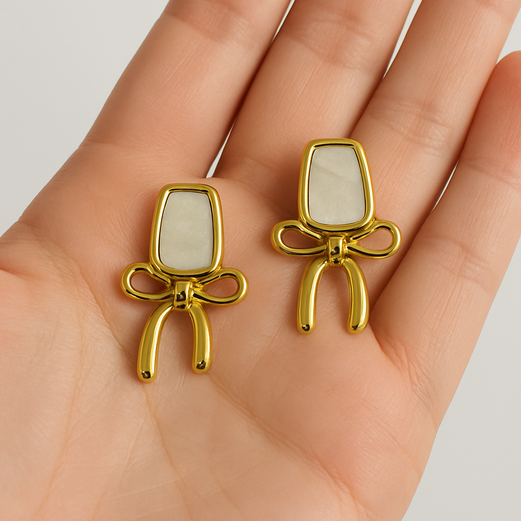Golden colour Bow-Shaped Earrings