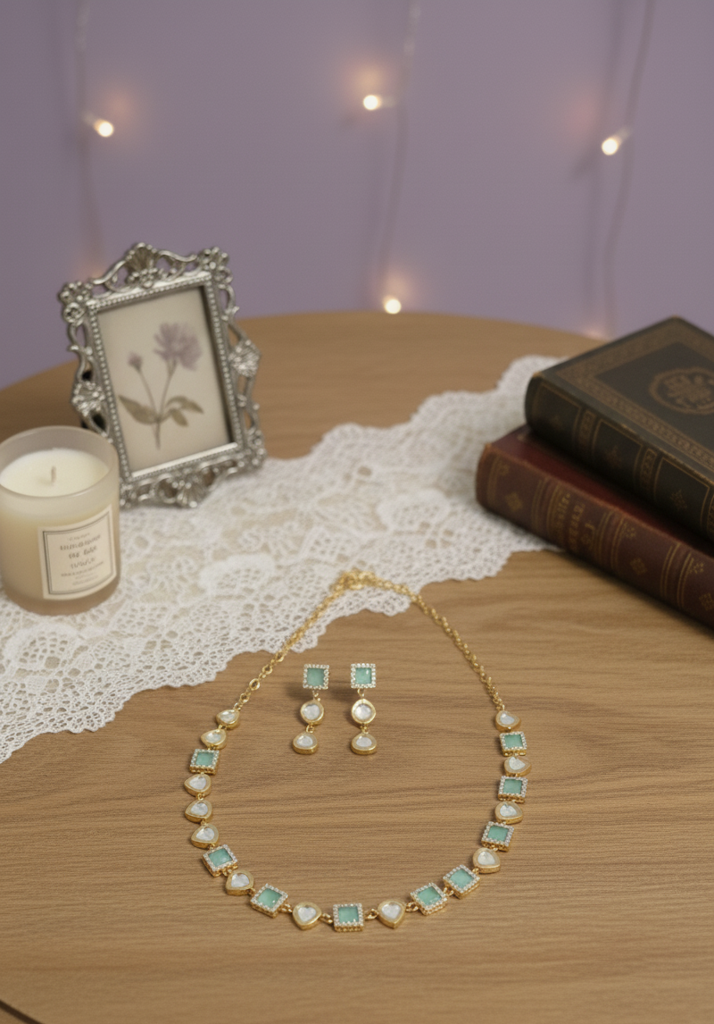 Elegant Mossinate stone Jewelry Set