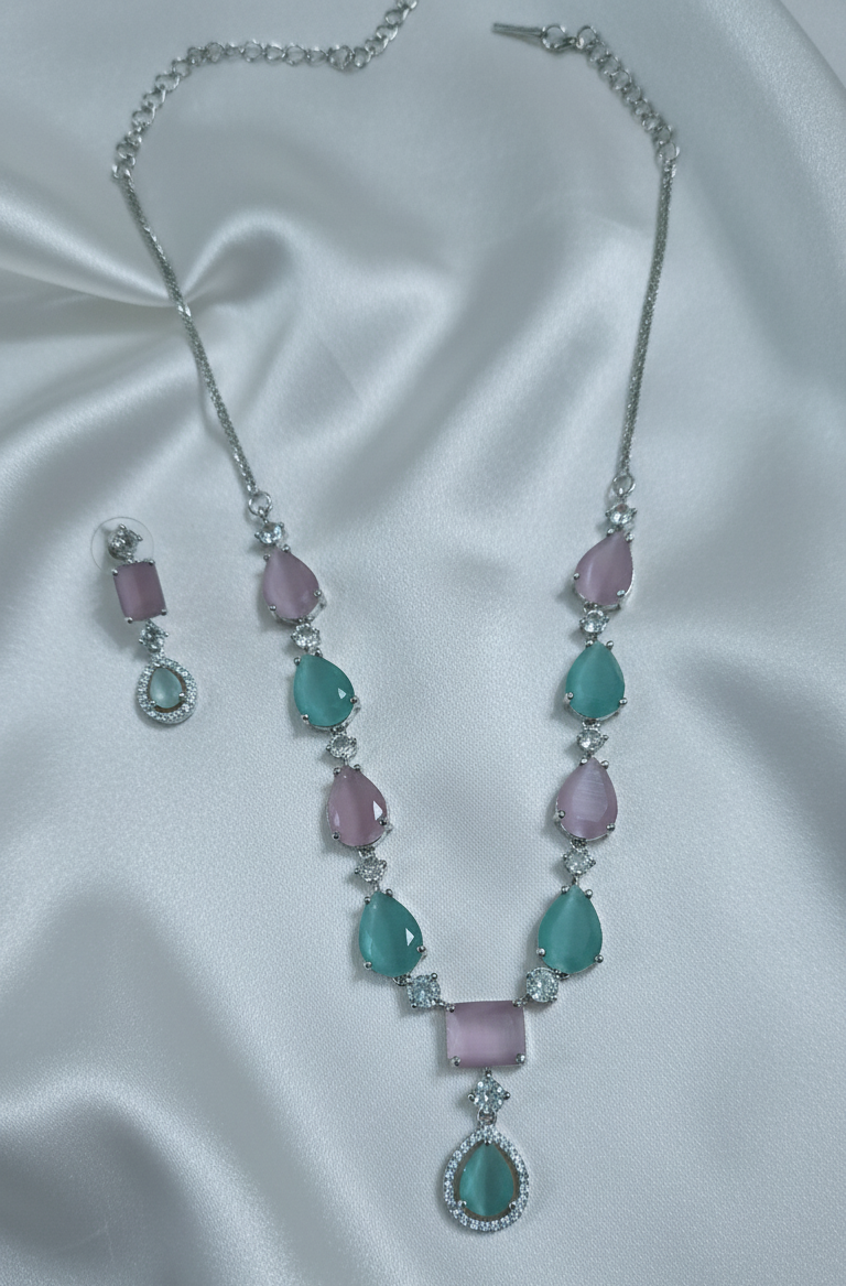 Elegant Gemstone Necklace and Earrings Set