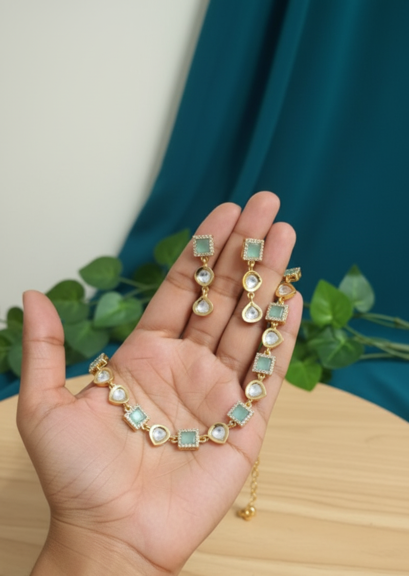 Elegant Mossinate stone Jewelry Set