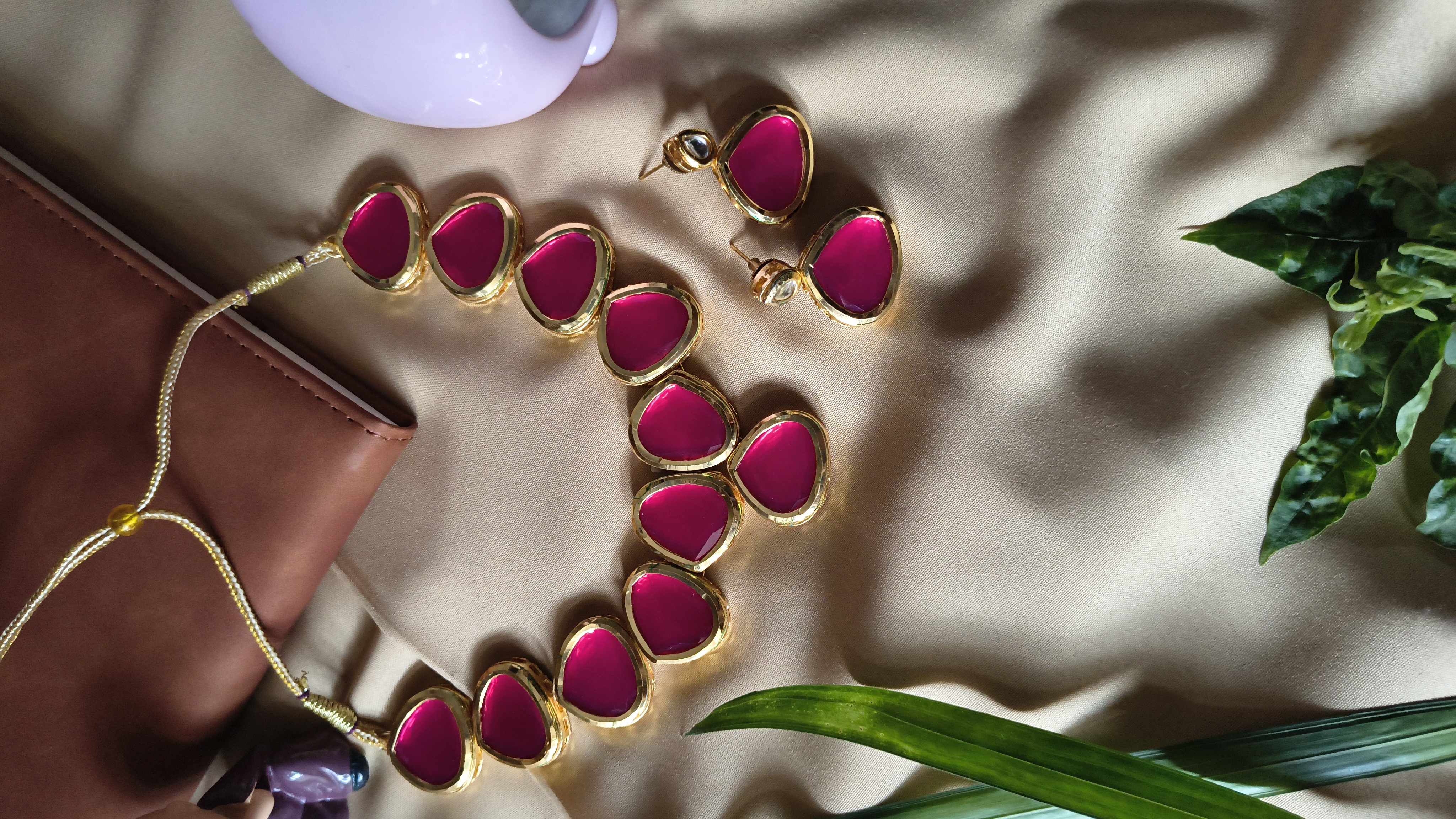 Handcrafted Pink Gemstone Necklace Set