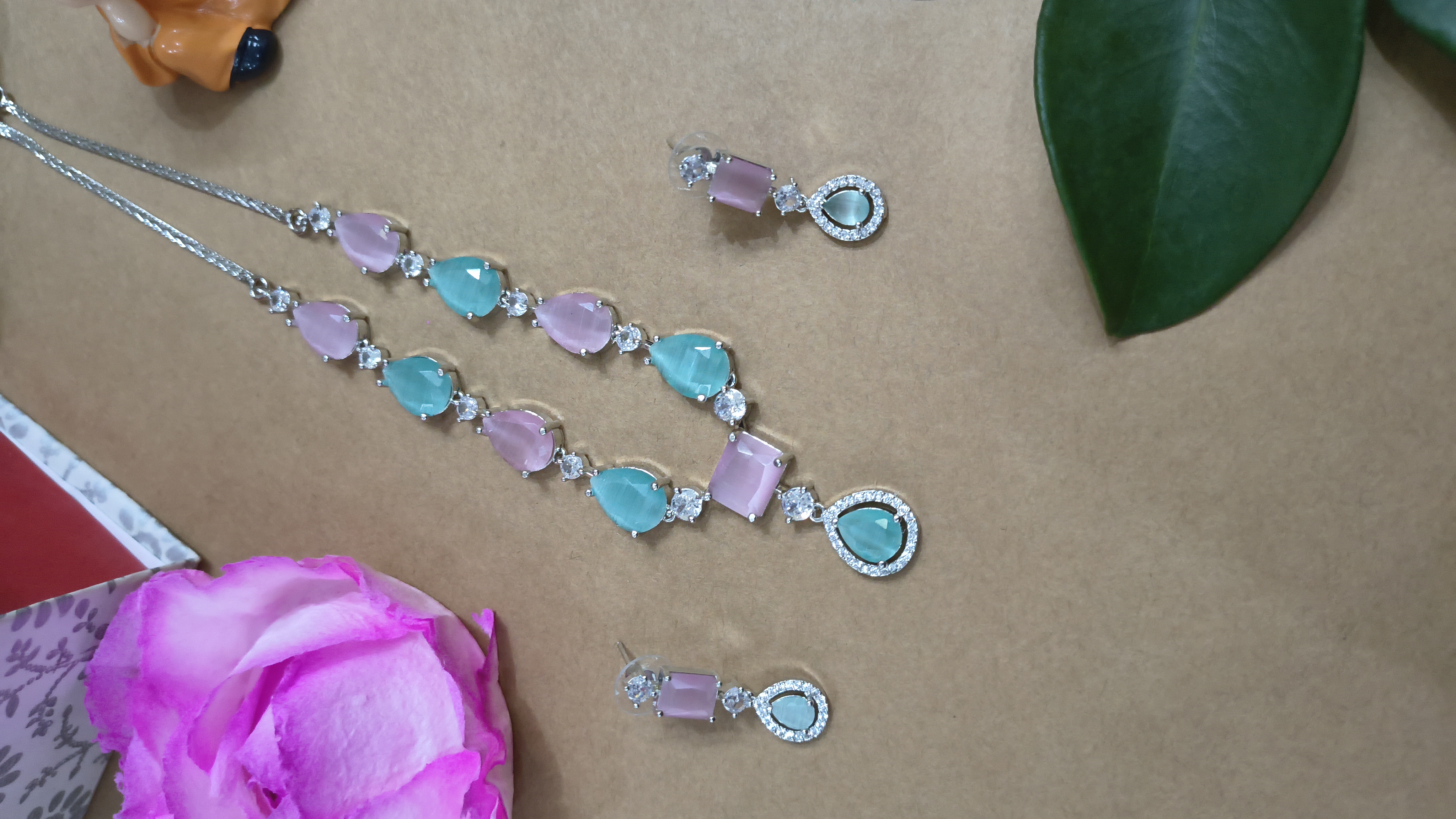 Elegant Gemstone Necklace and Earrings Set