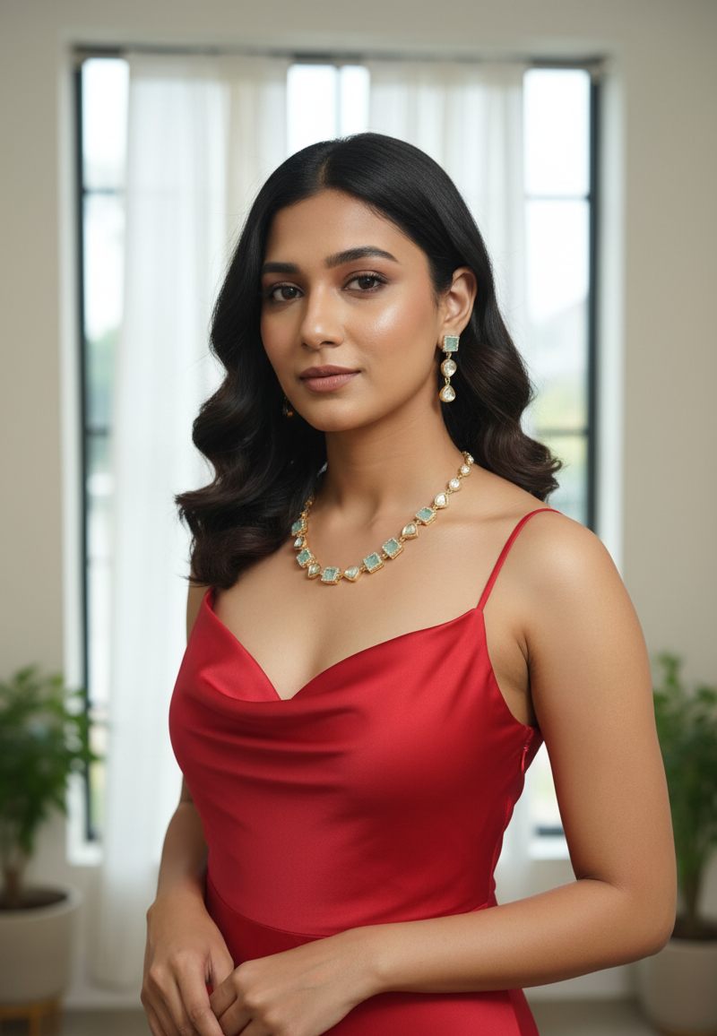 Elegant Mossinate stone Jewelry Set