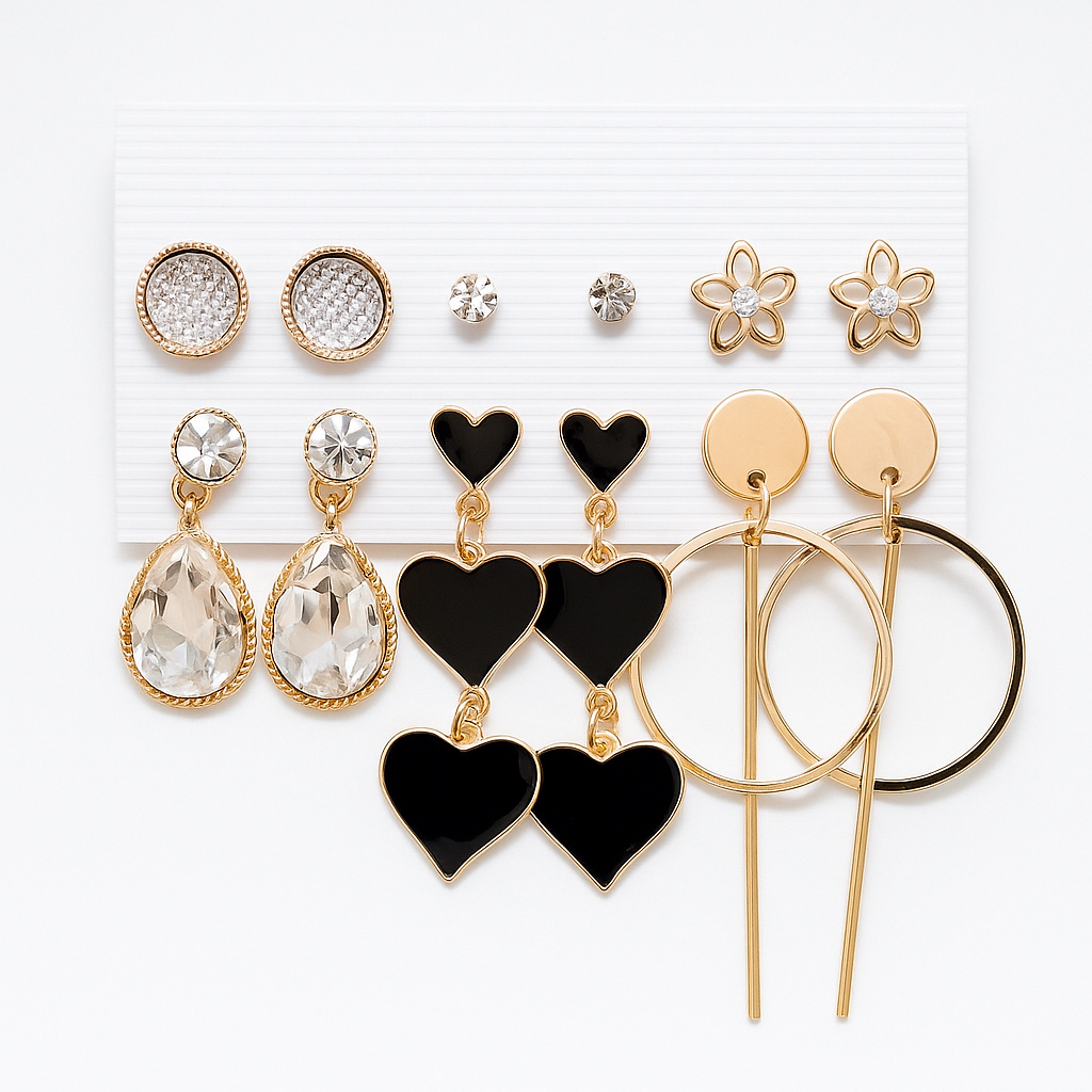 Elegant Multi-Style Earring Set – 6 Pairs