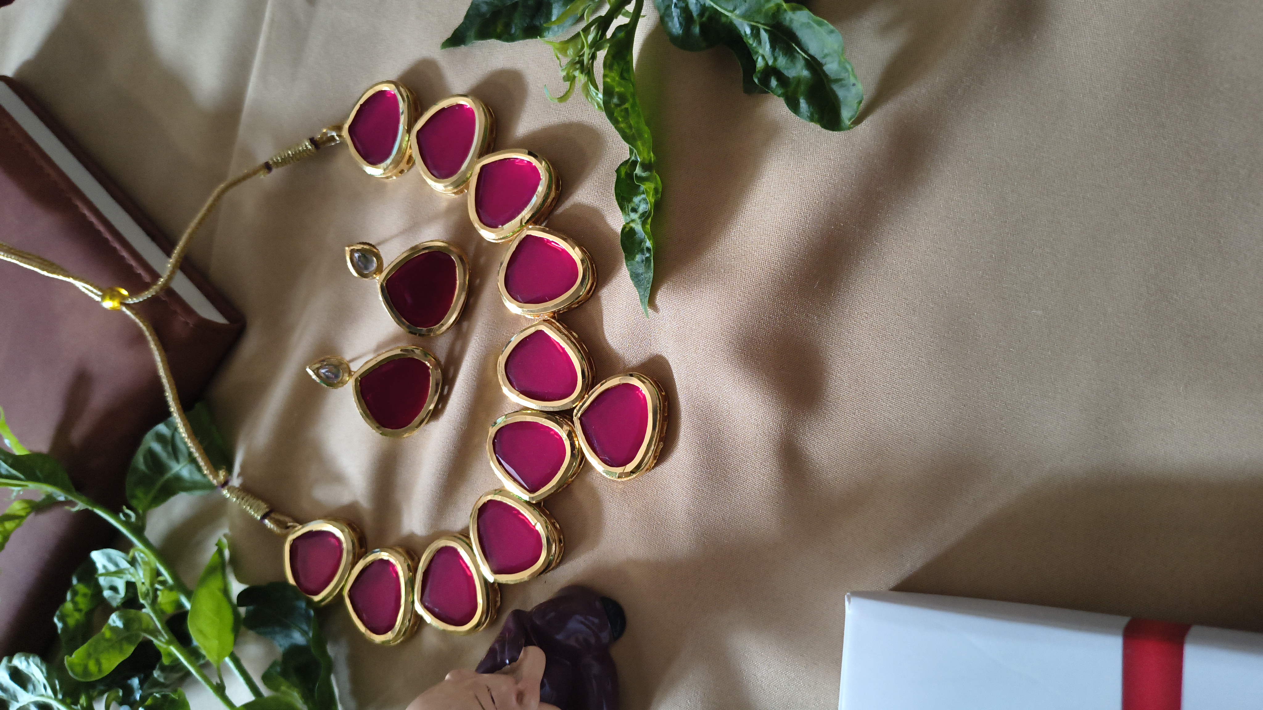 Handcrafted Pink Gemstone Necklace Set