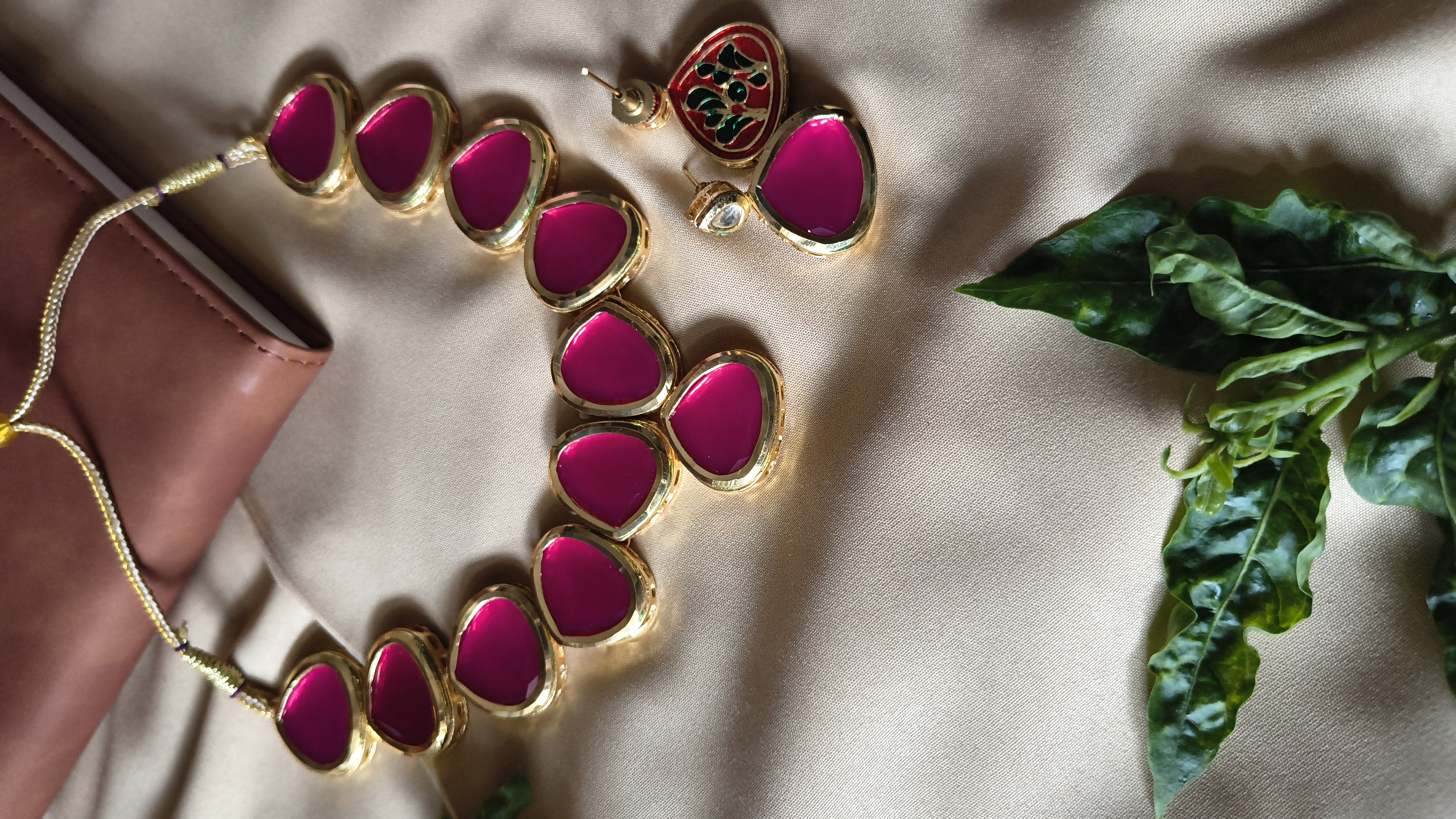 Handcrafted Pink Gemstone Necklace Set