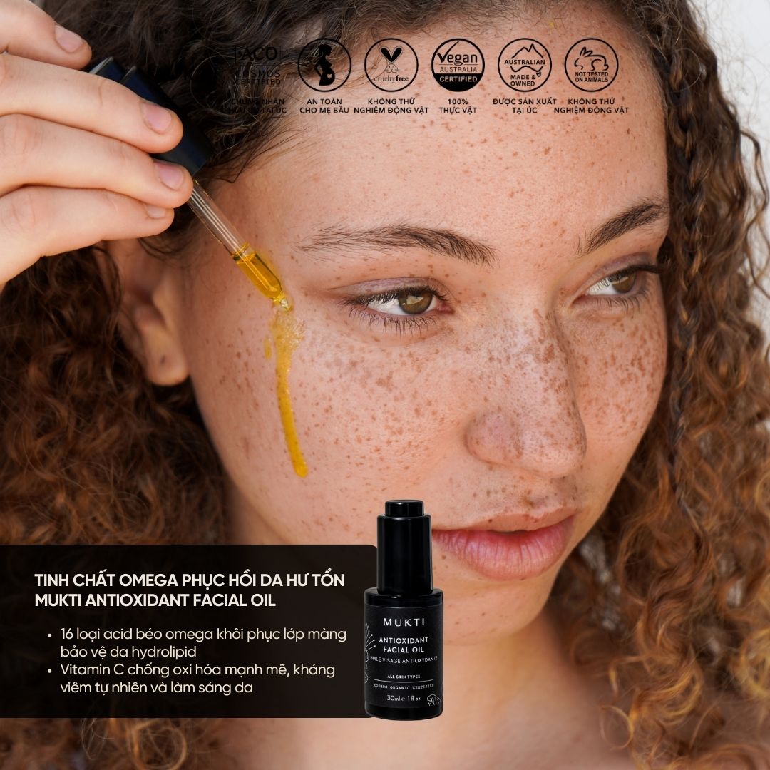 Tinh Dầu Omega Cấp Ẩm, Sáng Da Và Chống Lão Hoá Mukti Antioxidant Facial Oil Omega 3-6-9 30Ml
